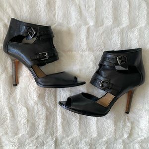 COACH FILOMENA PEEP TOE ANKLE BOOTIE HEELS